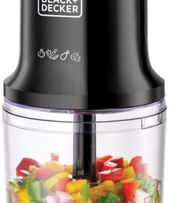 Vertical chopper, 500 watts, 4 durable stainless steel blades, 500 ml working capacity mixing bowl. Powerful motor for chopping, mixing, and grinding ingredients.